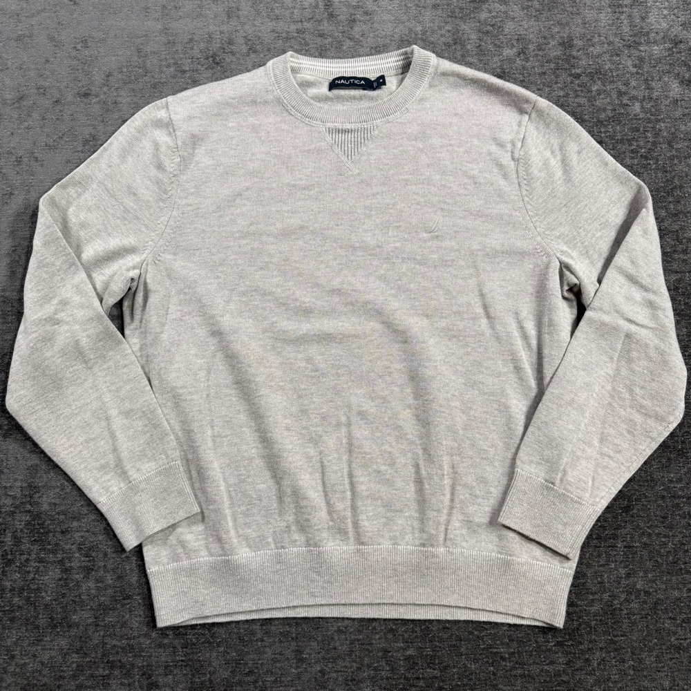Nautica Mens‎ Heather Grey Crewneck Sweater Cotton Viscose Blend Size M S8310C